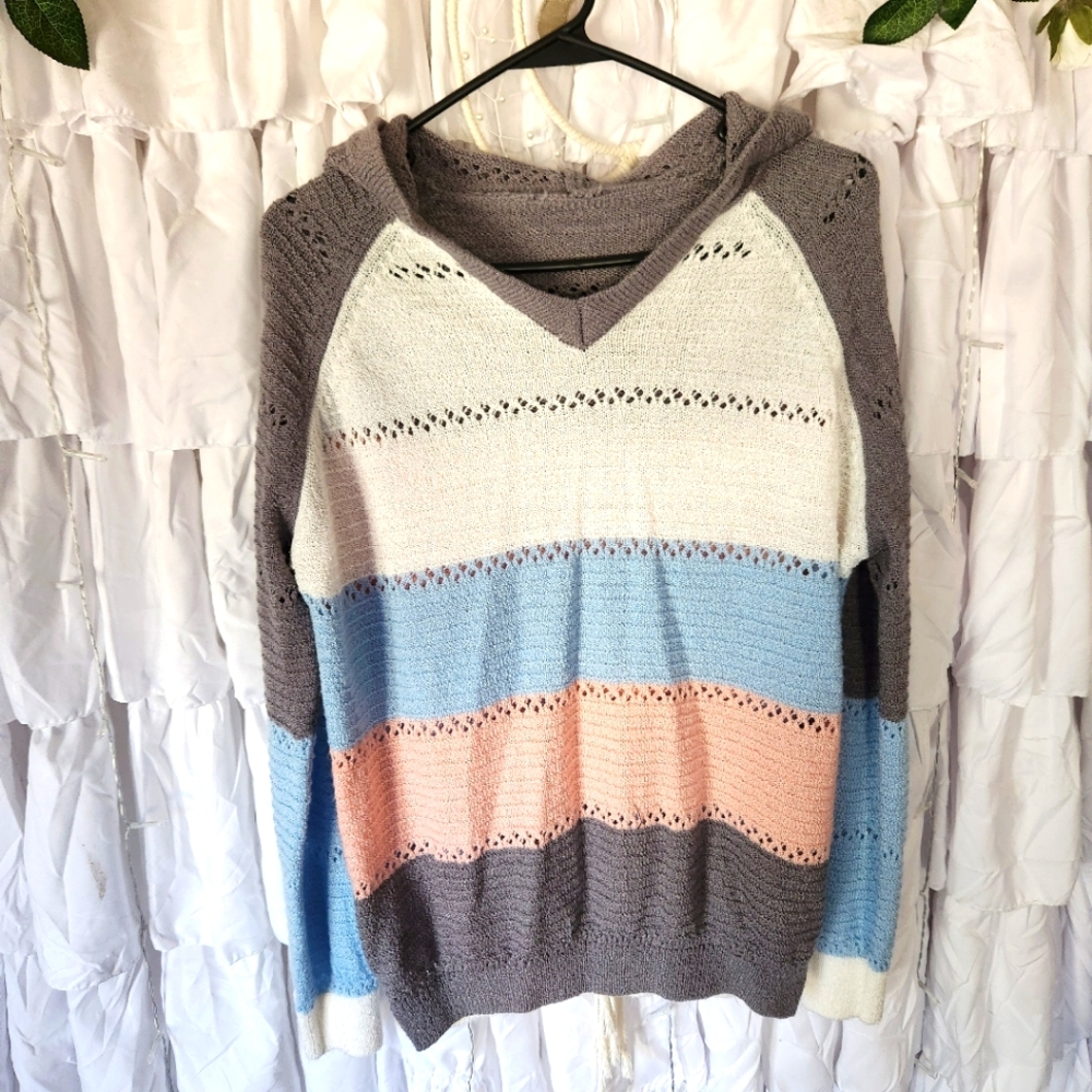 Large striped hooded sweater